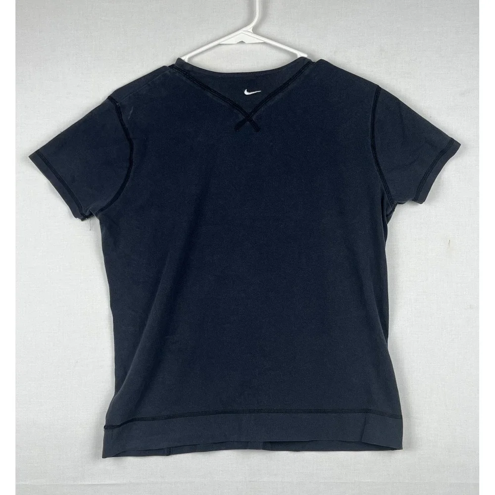 Nike Sportswear V-Neck T-Shirt Womens Large L Black Short Sleeve Swoosh Logo